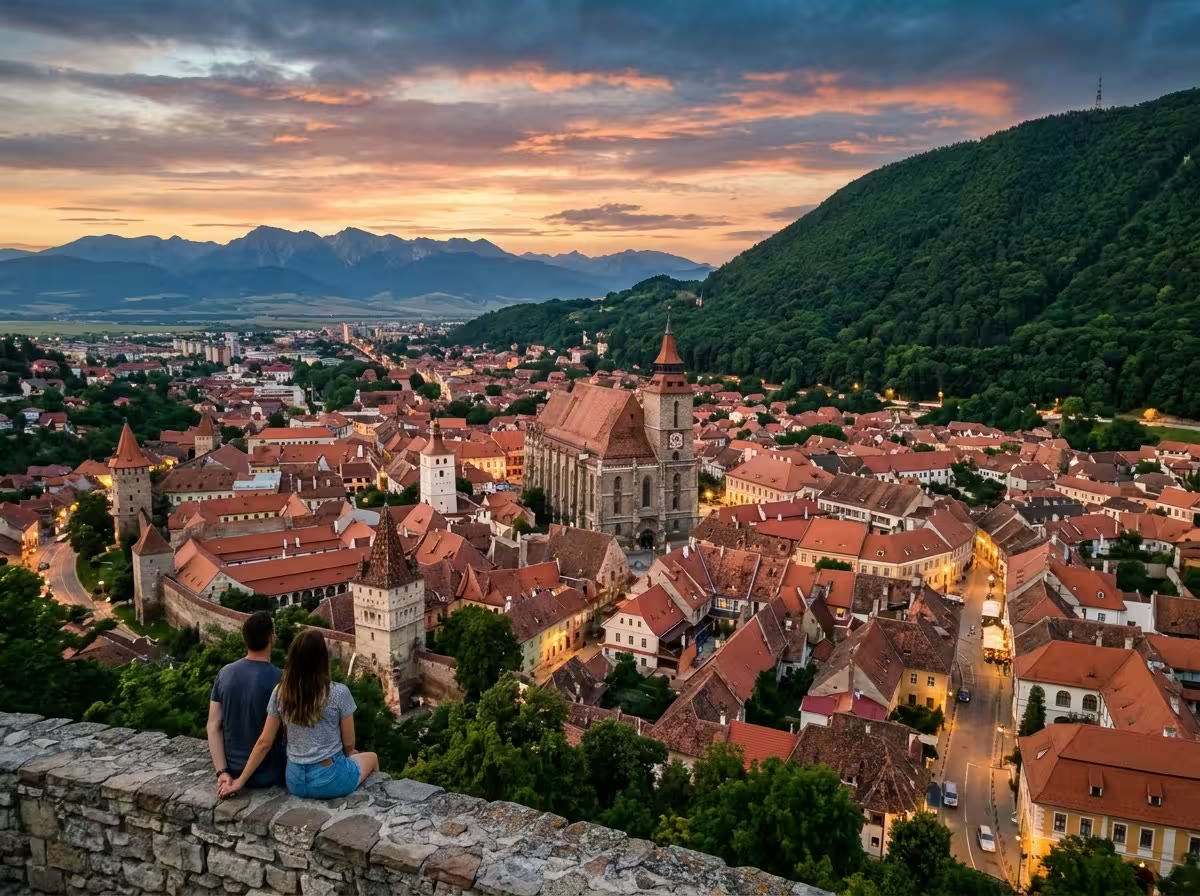 Panoramic view of Brasov old town