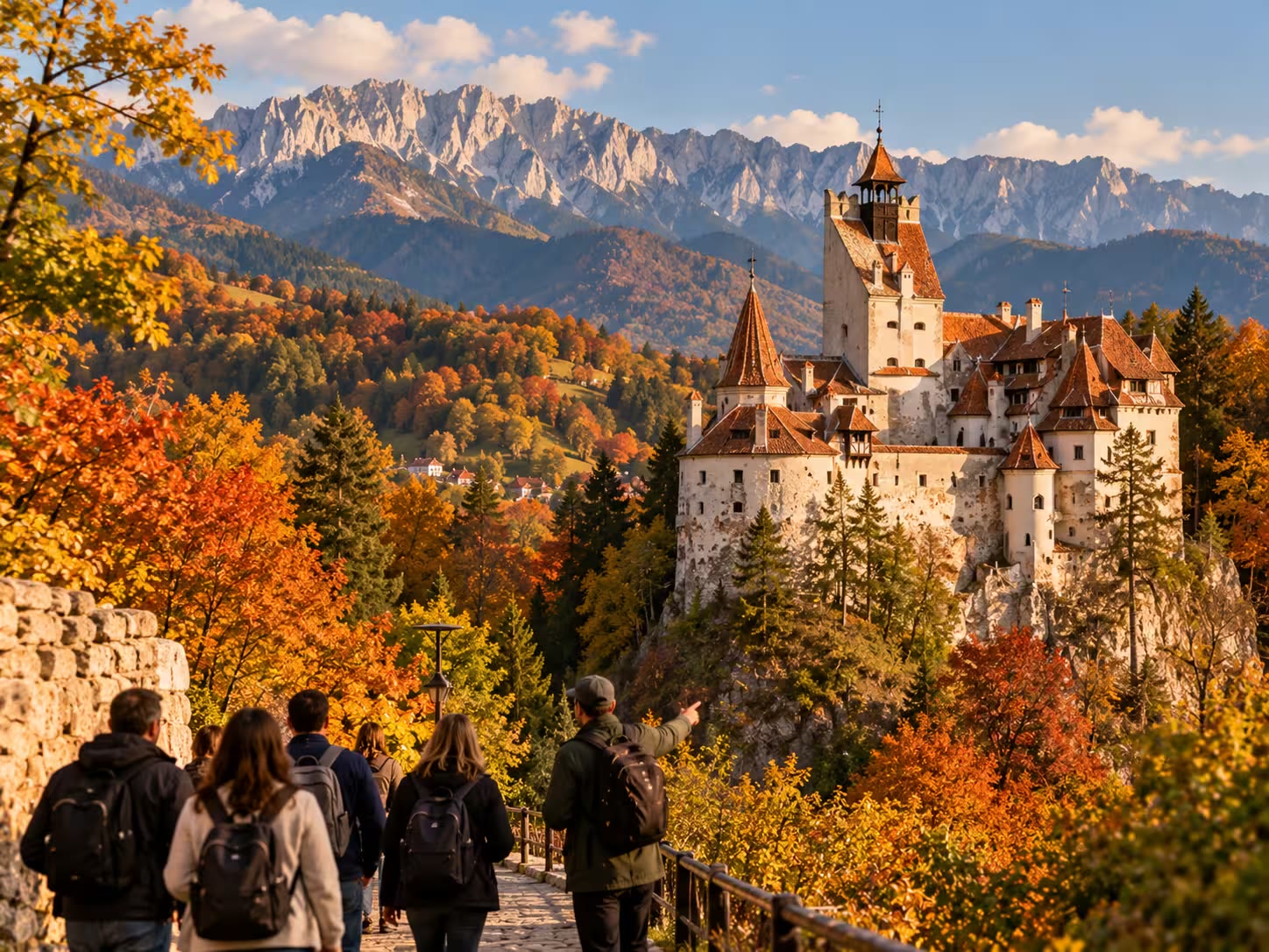 Bran Castle, known as Dracula's Castle, in autumn